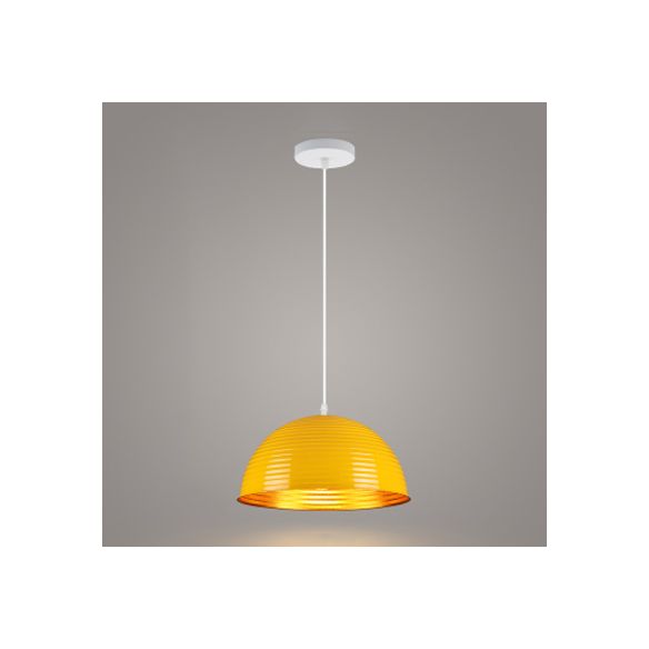Luz colgante de tono de cúpula con luz de metal contemporáneo de metal rojo/amarillo/luz colgante, 12 "/16" /19.5 "de ancho