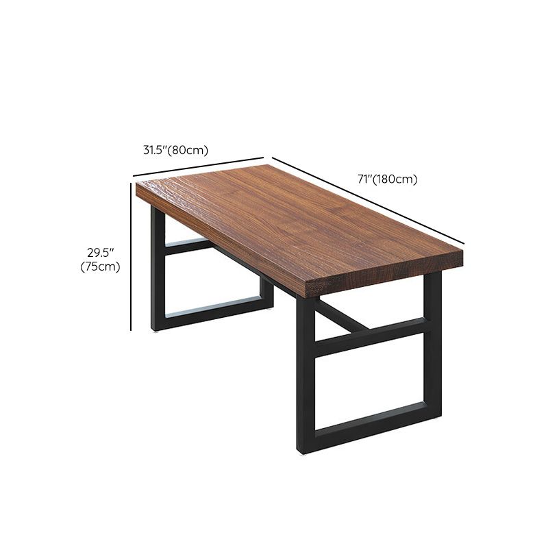 Industrial Dining Room Table Solid Wood Rectangle Dinette Table in Brown