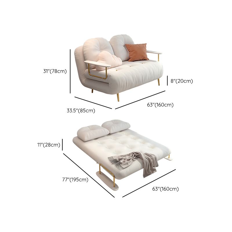 Tufted Upholstered Futon Chair with Mattress Glam Convertible Sofa