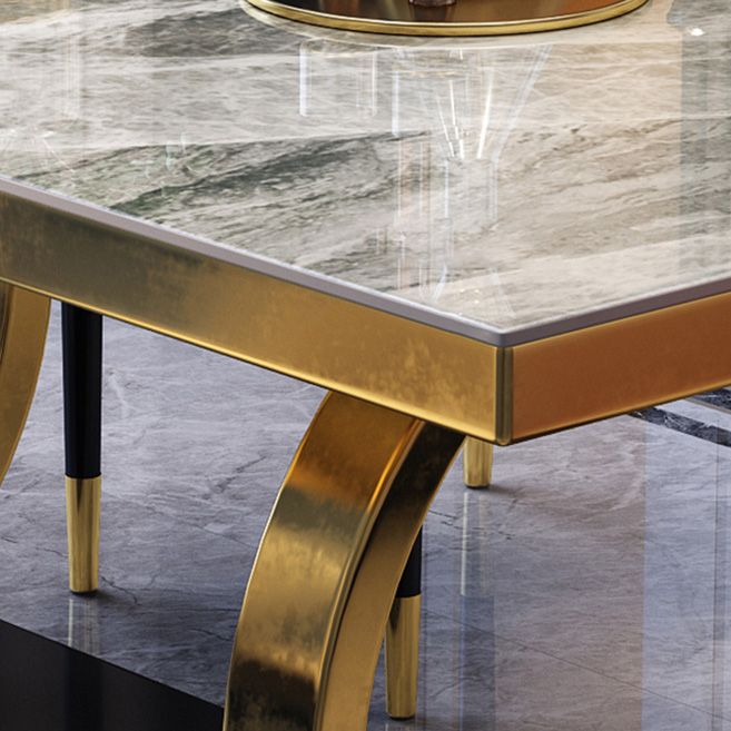Glam Dinette Table Rectangle Stone Dining Room Table for Home