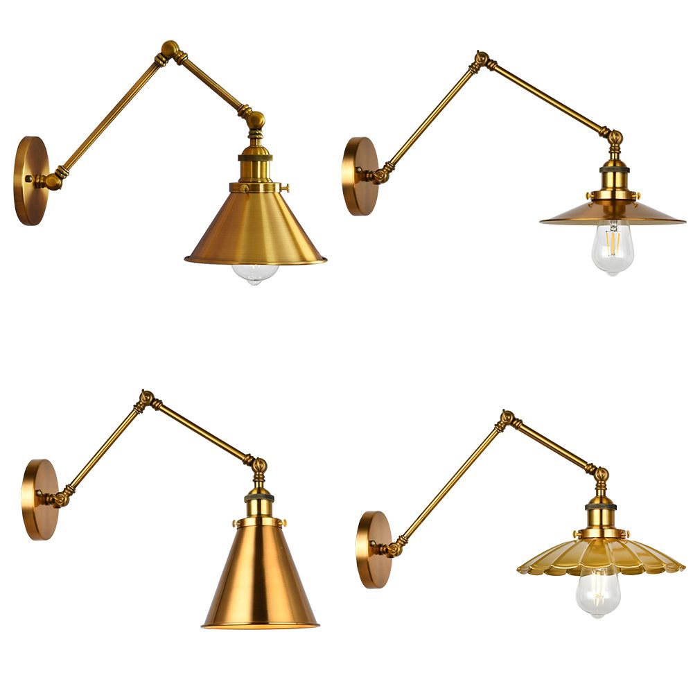 2-Sections Swing Arm Wall Mount Light Single Bulb Retro Industrial Style Coffee Shop Sconce Lights in Electroplated Copper
