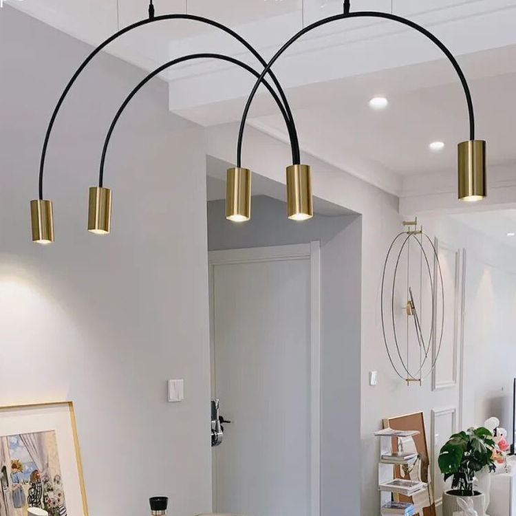 Contemporary Pendant Lights Cylinder Island Lights Metal 5 Light for Kitchen Island