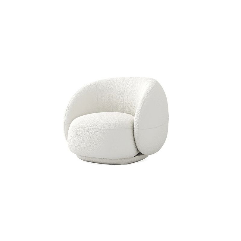 Contemporary Curved Wool Sofa Sloped Armed Sofa in White of 27.56" H