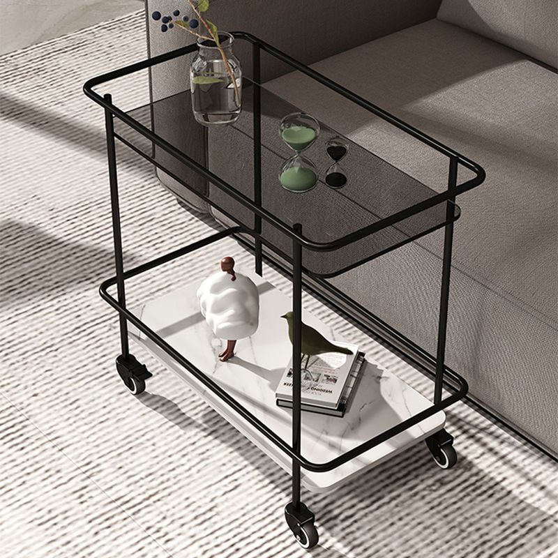 23.62" Tall 4 Legs Side Table Modernistic Metal Side End Snack Table