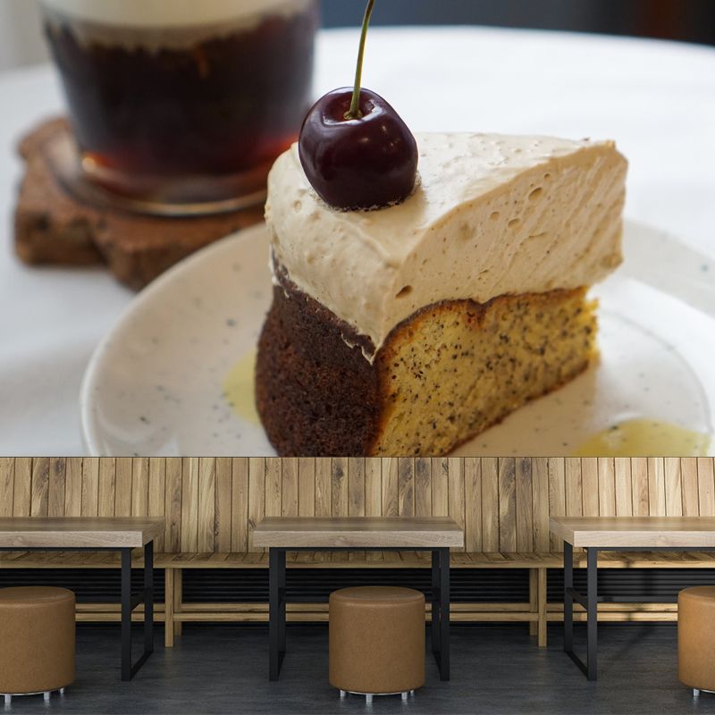 Delicious Cake Dessert Mural Wallpaper Modern Decoration, Custom Size Available