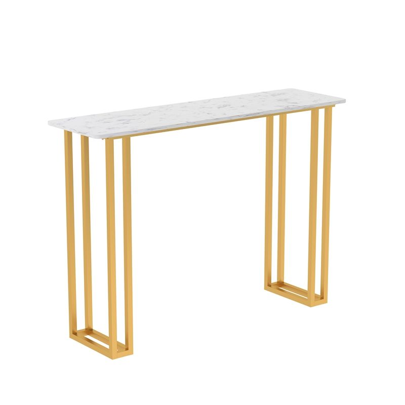 Glam Wood Pub Table with Rectangle Table Top Gold Sled Table - 41.3" H