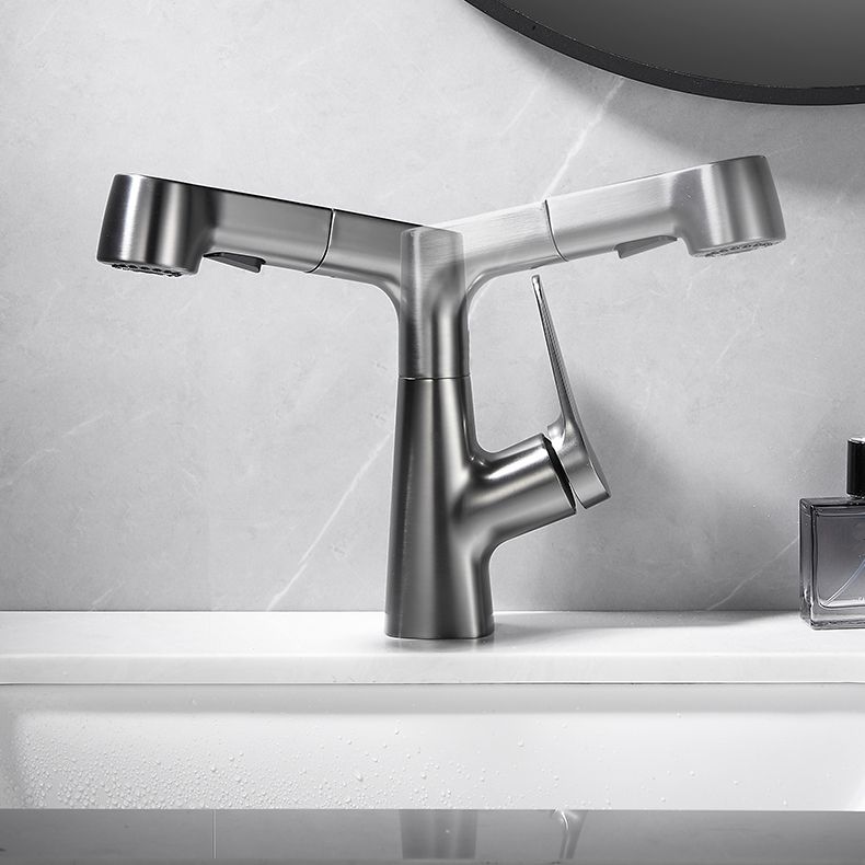 Bathroom Vessel Faucet High-Arc Swivel Spout Single Handle Faucet with Pull Out Sprayer