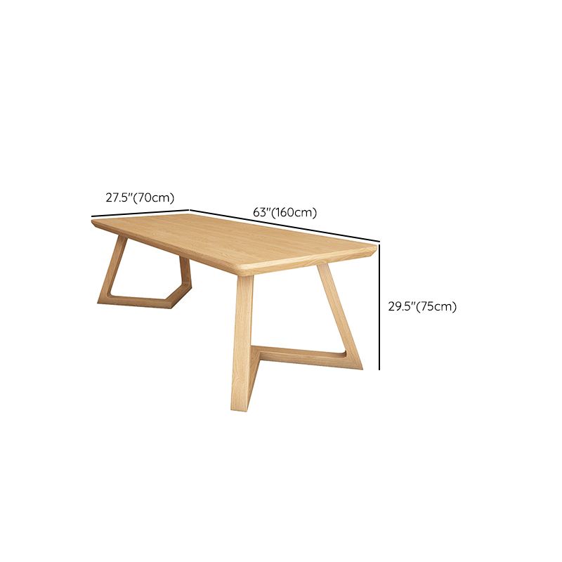 Modern 29.53" Tall Office Desk Solid Wood Natural Writing Desk