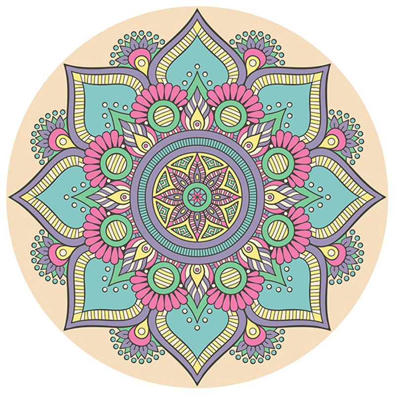 Stylish Tribal Pattern Rug Pink Bohemian Area Carpet Polyester Easy Care Area Rug for Living Room