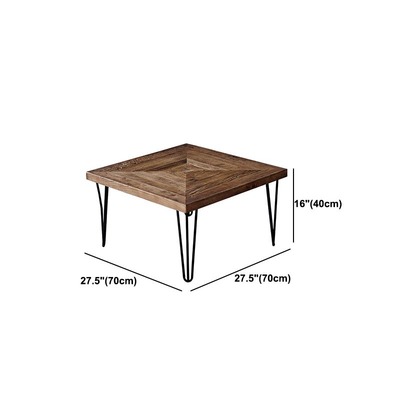 Nordic Style Cocktail Table Brown Elm Wood Top Metal Base Round/square Coffee Table