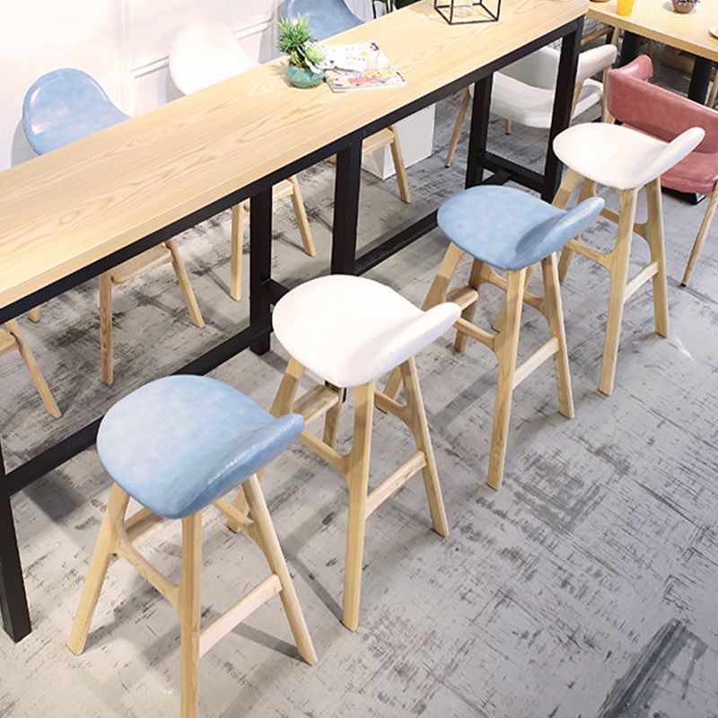 Low Back Upholstered Bar Stool Indoor Scandinavian Solid Wood Frame Bar Stool