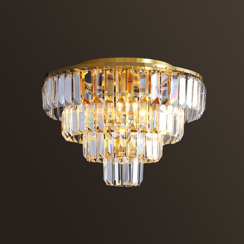 Crystal Tiered Tapered Ceiling Flush Light Postmodern Clear Flush Mount Halterung für Schlafzimmer