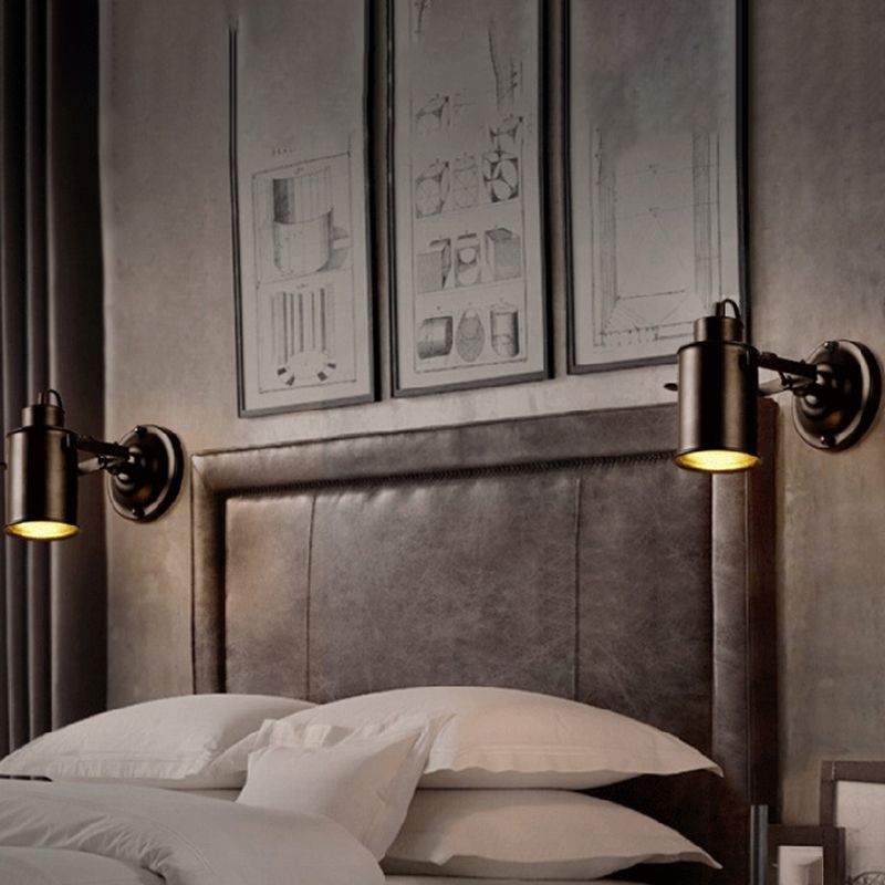 1 Light Geometric Industrial Metal Wall Lighting Fixtures in Black