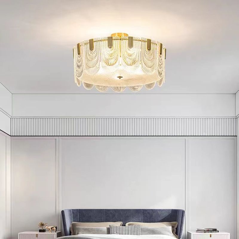 Modern Glass Ceiling Lamp Minimalist Flush Mount Light Fixture for Bedroom