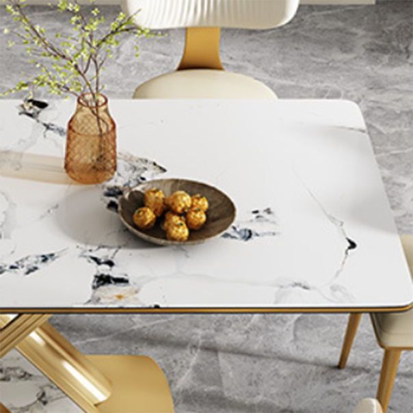 Luxurious Rectangle Dining Set 1/4/6/7 Pieces Sintered Stone Top Dinette Table Set