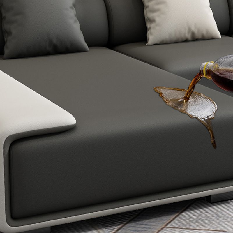 Contemporary Modular L-Shape Sectional with Pillowed Back Cushions