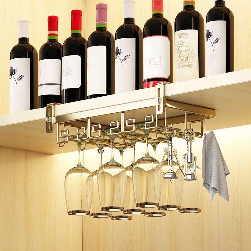 Metal Hanging Modern Wine Rack Wine Stemware Holder in Gold/White