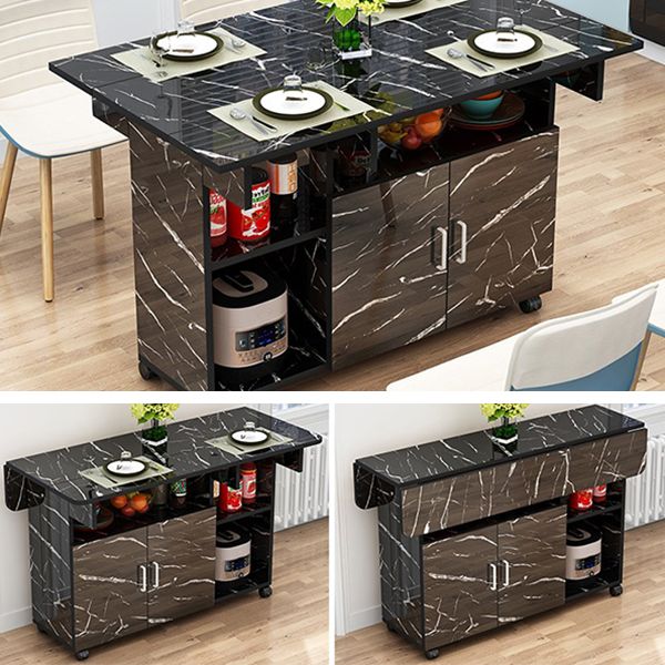 Manufactured Wood Contemporary Table Rectangular Wood Top Table with Drop Leaf