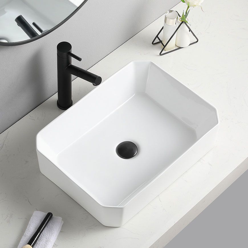 Contemporary Bathroom Sink with Pop-Up Drain Rectangular Vessel Bathroom Sink Only