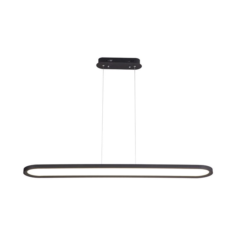 23.5"/35.5"/47" Wide Oval Acrylic Ceiling Pendant Simple LED White/Black/Brown Island Light in Warm/White/Remote Control Stepless Dimming Light