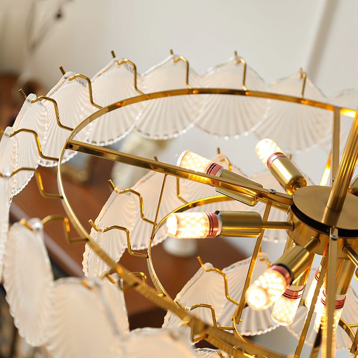 Contemporary Style Geometry Pendant Lighting Glass Hanging Chandeliers in Gold