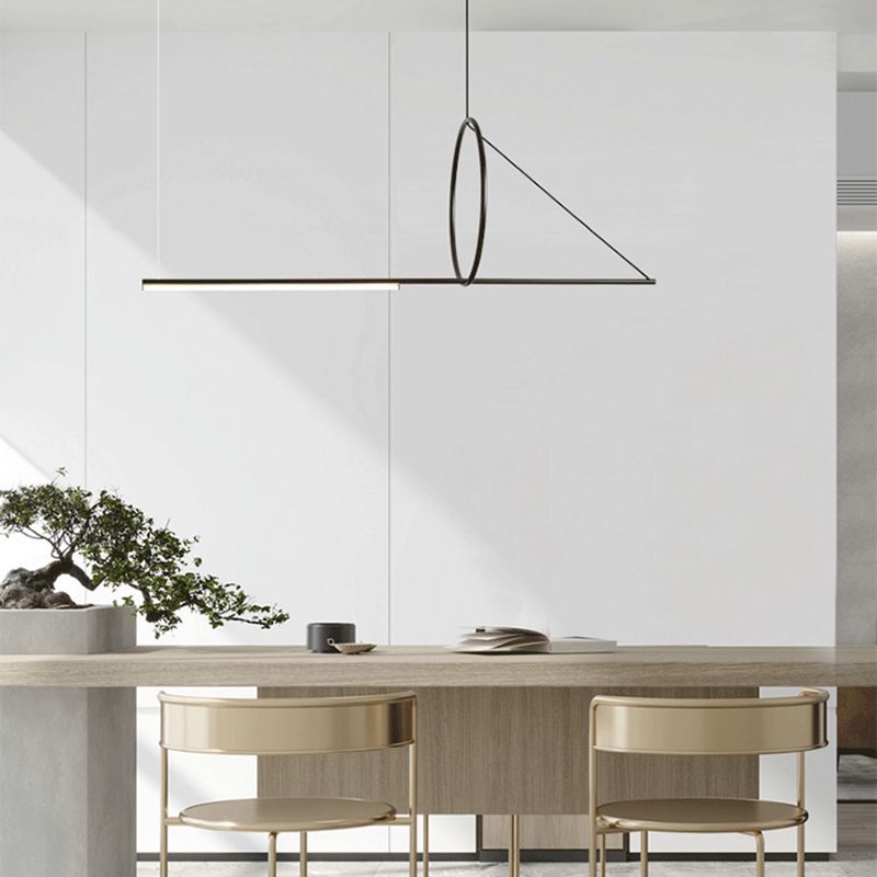 Lustre linéaire lustre moderne en métal simple îlot de plafond îlot de plafond en noir