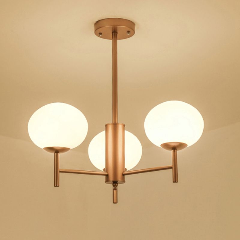 Oval Living Room Suspension Light Fixture Cream Glass Postmodern Ceiling Chandelier