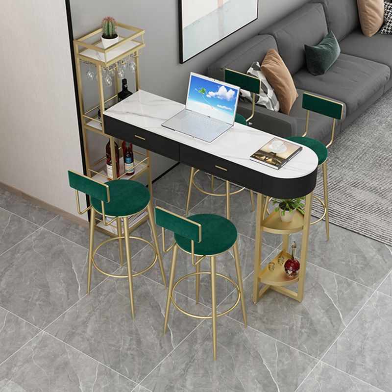 Contemporary Indoor Marble Cocktail Bar Table Storage Sled Bistro Bar Table