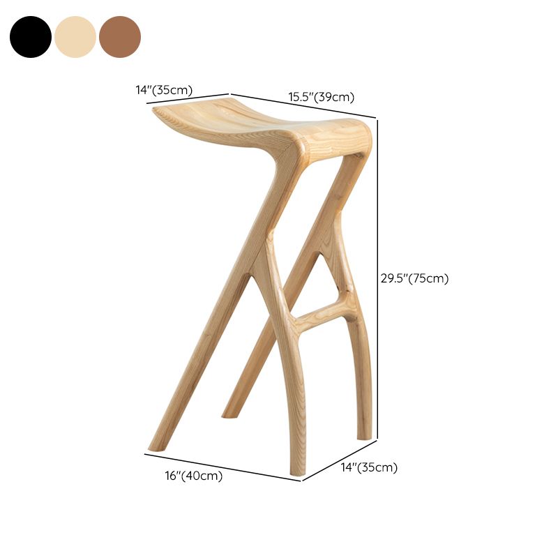 Solid Wood Bar Stool Backrless Counter Stool for Living Room