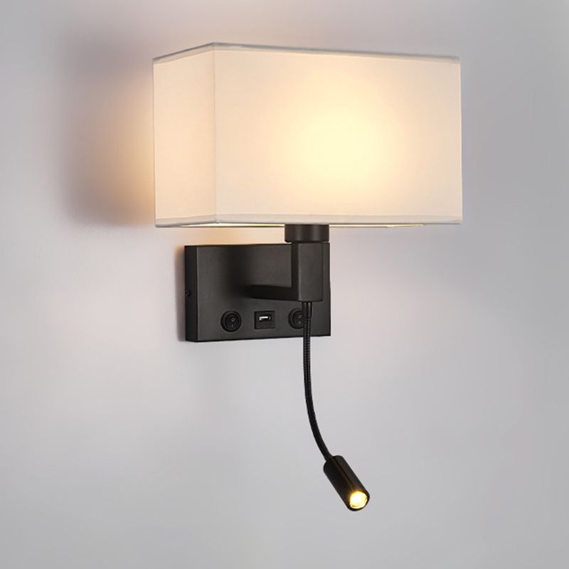 Iron and Fabric Wall Sconce Post Modern Wall Lighting Fixture in Black / Gold
