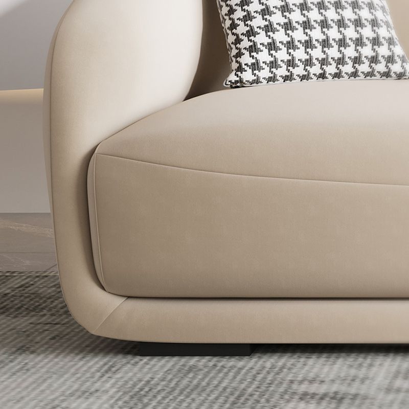 Contemporary Sloped Arm Curved Sofa Sewn Pillow Back Sofa for Living Room