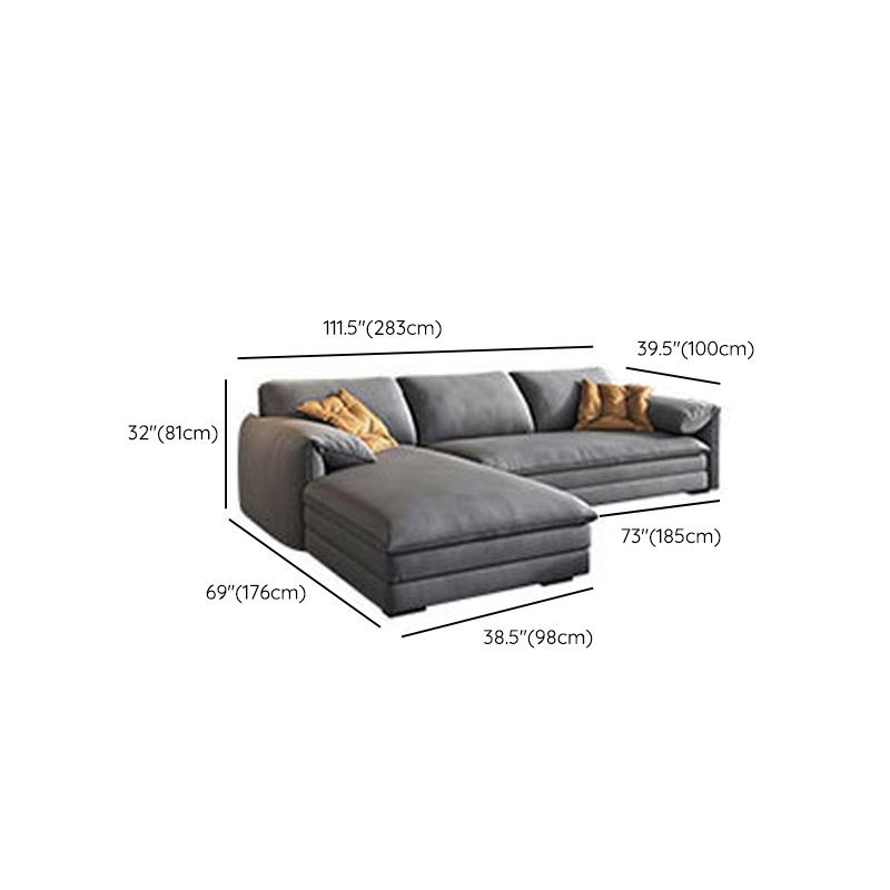 68"W Contemporary Sectional Sofa Fabric Stationary Sectional