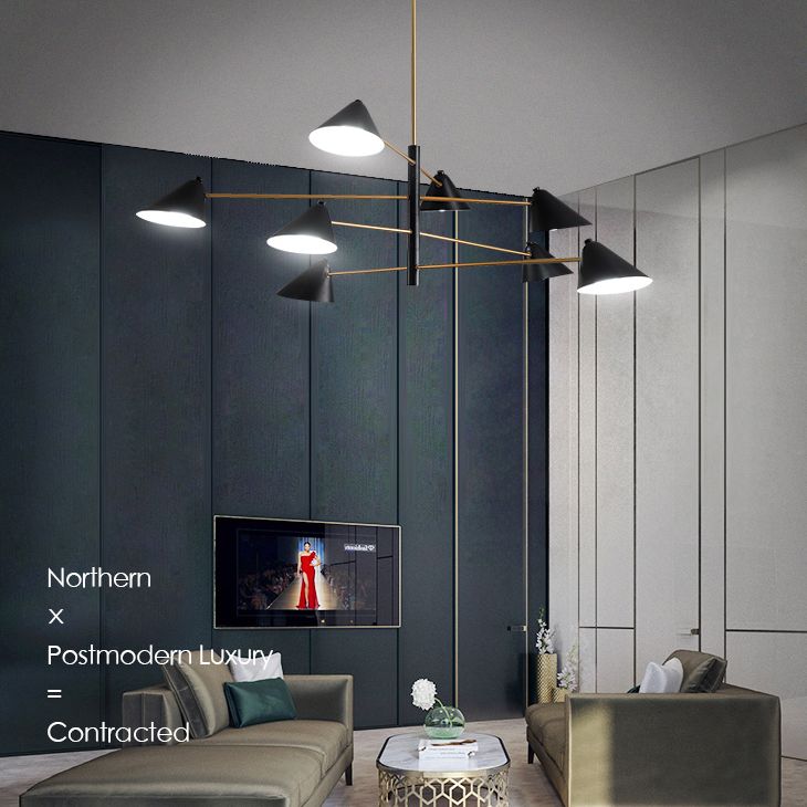 Sala da pranzo a sospensione Luce a sospensione semplice il lampadario nero apparecchiatura illuminazione con tonalità in metallo cono