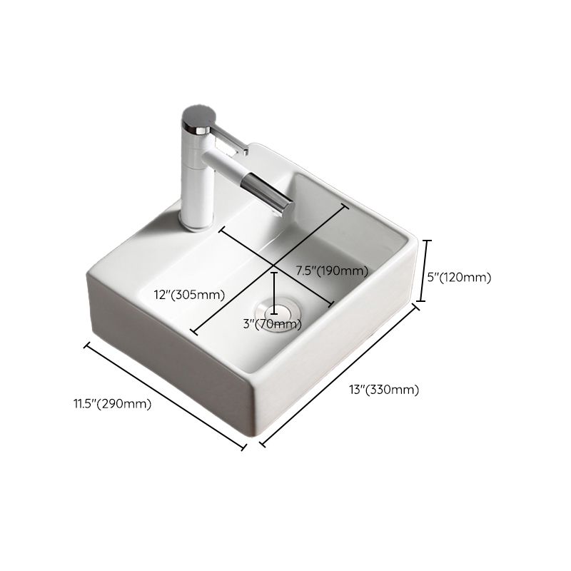 Modern Bathroom Sink Porcelain Rectangular with Drain Assembly Vessel Lavatory Sink