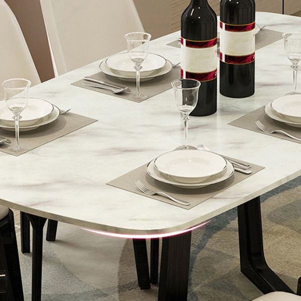 Eigentijdse stenen rechthoekige eettafel met matte afwerking en sledebasistafel
