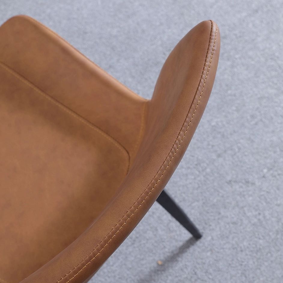Contemporary Leather Hotel Side Chair Solid Back Matte Finish Dining Chair