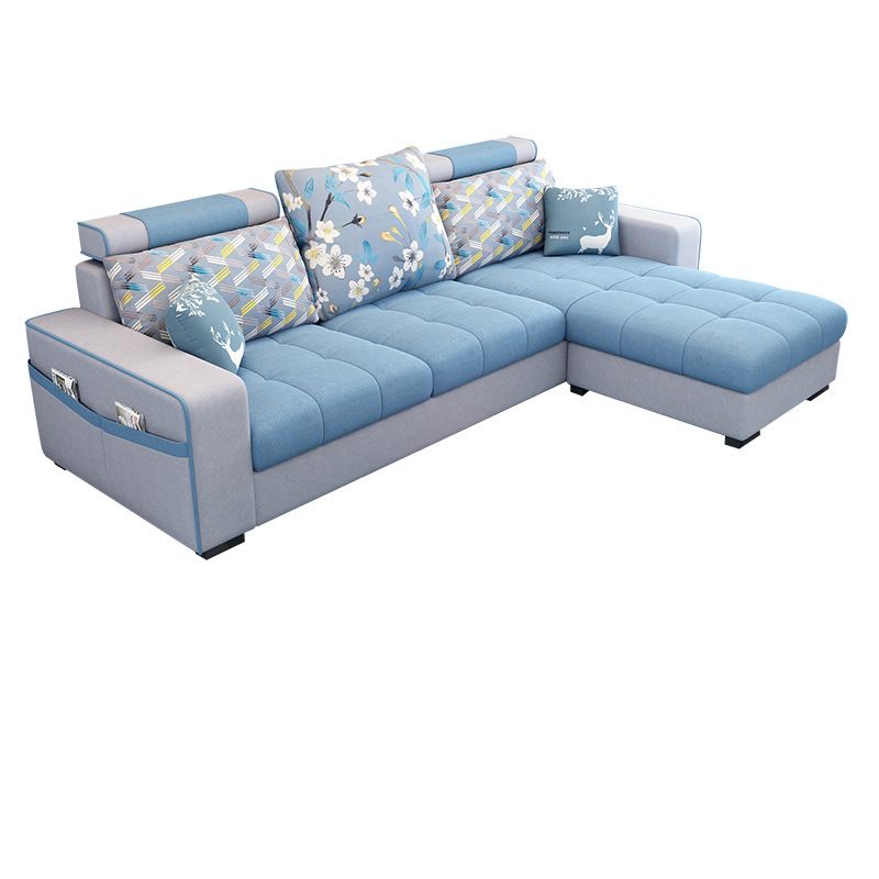 Square Arms Sectional 106.3"L High Back Sofa with Storage for Apartment