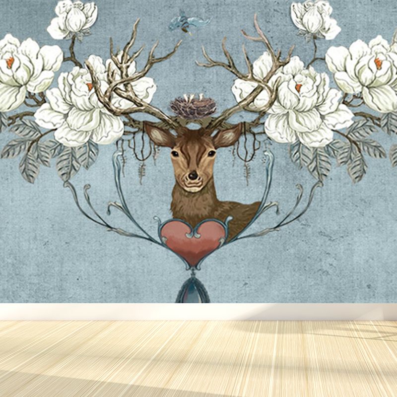 Stain Resistant Reindeer Mural Non-Woven Texture Modern Wall Decor for Girls Room