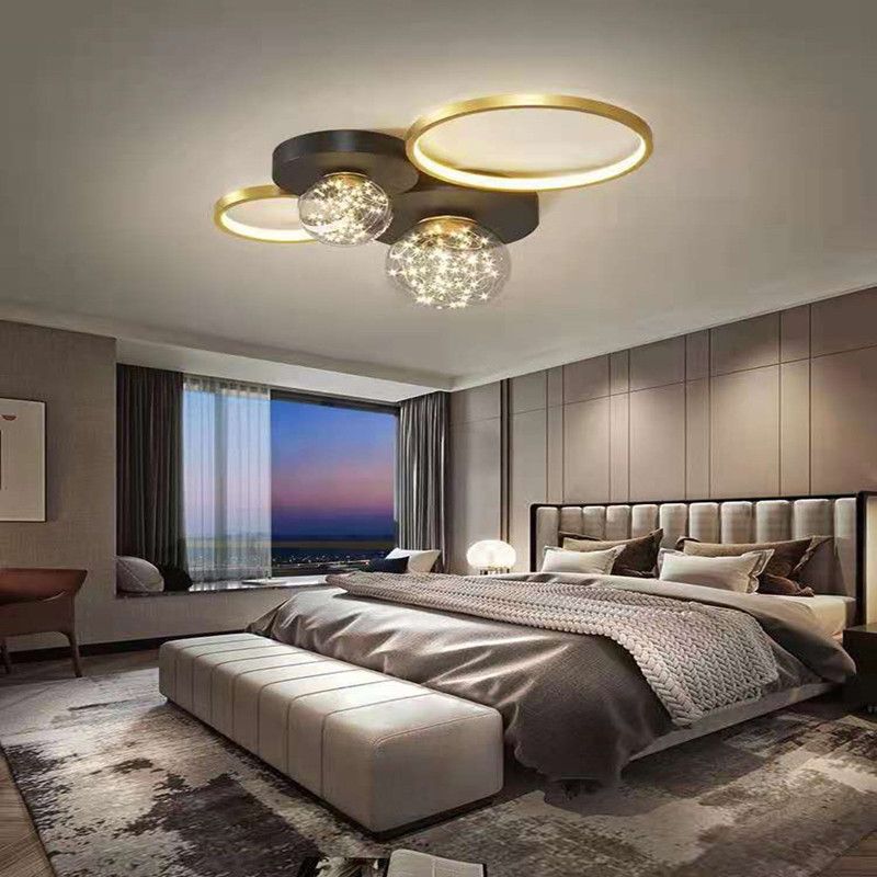 Moderne plafondlamp LED-cirkellicht Zwart Creatief foyerslaapkamerlicht