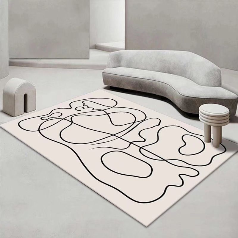 Orange Modern Rug Polyester Color Piece Rug Stain Resistant Rug for Living Room