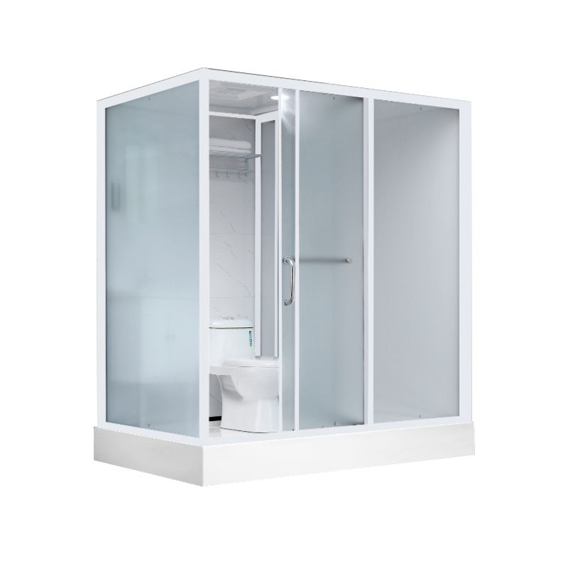 Shower Stall Semi-Frameless Single Sliding Black Rectangle Shower Stall