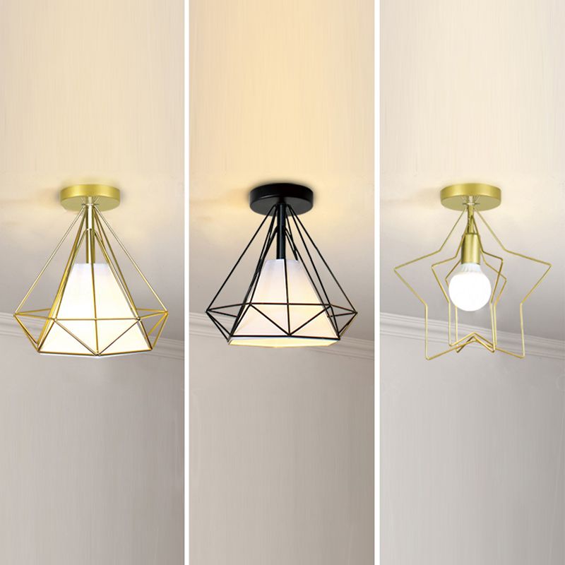 Metal Geometric Shape Flush Mount Light Industrial 1 Light Flush Mount Ceiling Fixture