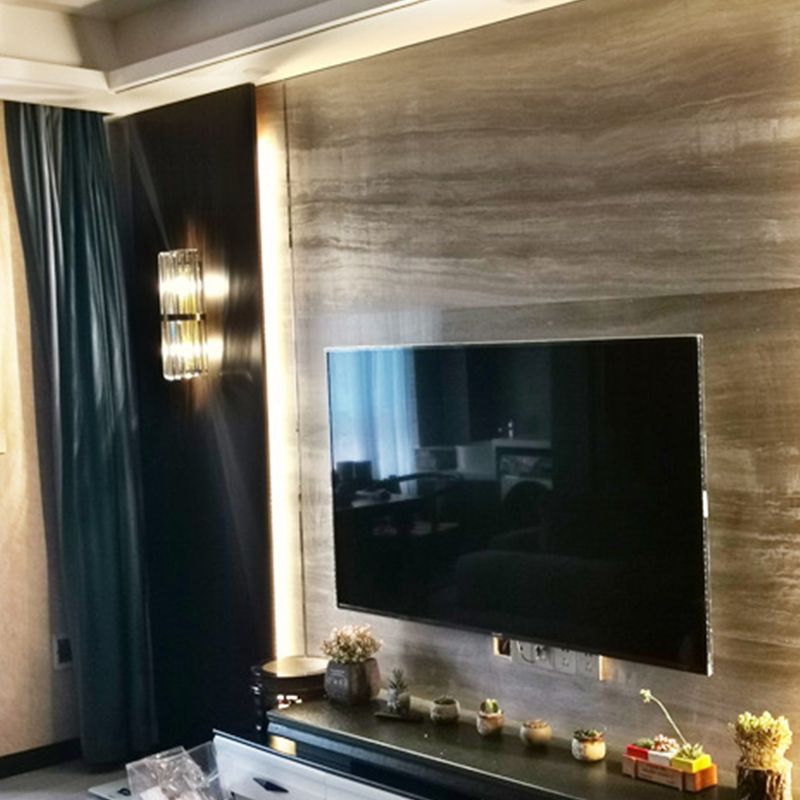 Modern Style Half Cylinder Wall Sconce Crystal 2 Light Sconces for Living Room