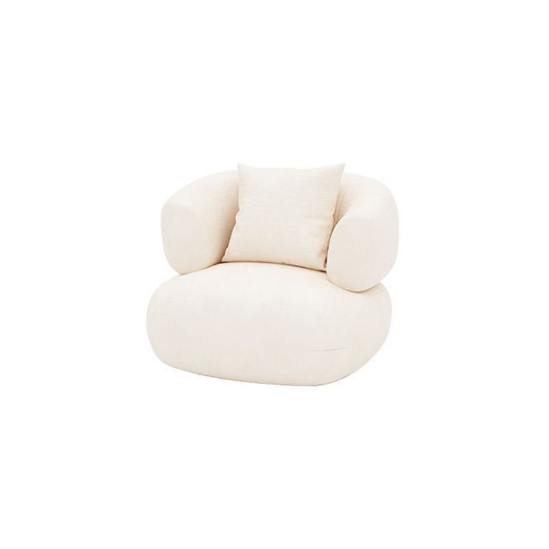 Wool White Tuxedo Arm Sofa Contemporary Standard Sofa with Tight Back