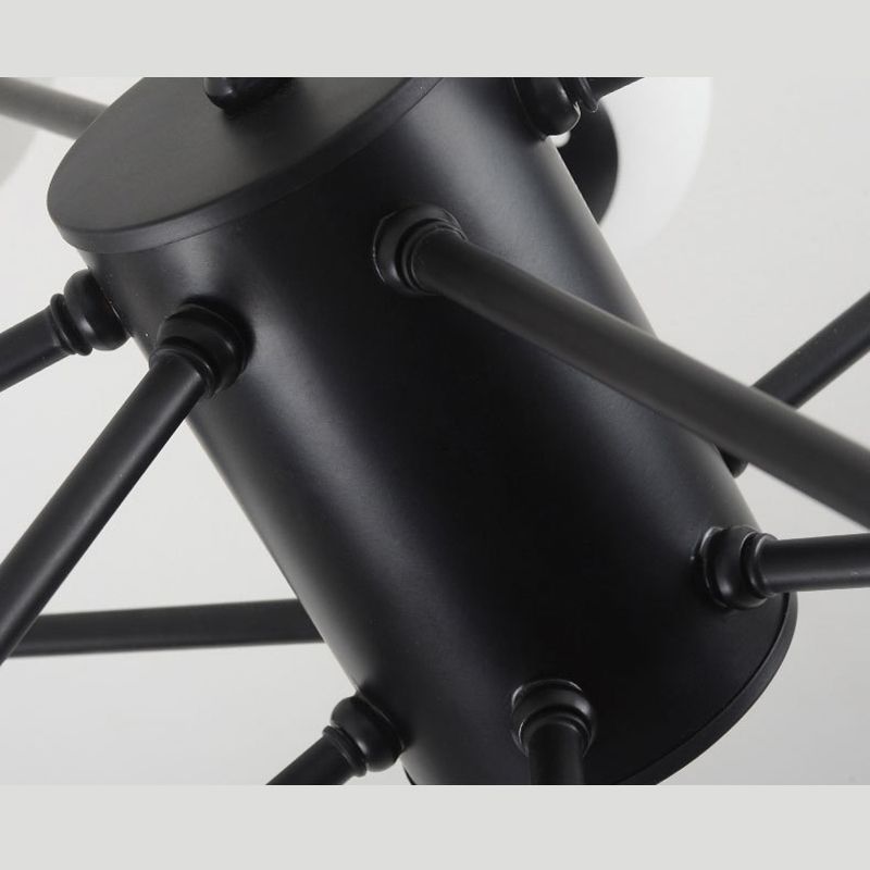 Glass Round Chandelier Pendant Light Minimalist-Style Cream Hanging Ceiling Light