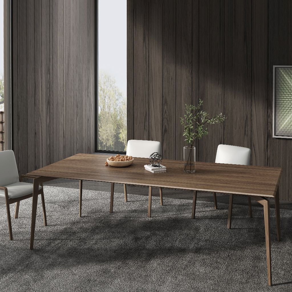 Matte Finish Rectangle Dining Table Modern Wooden Dinette Table