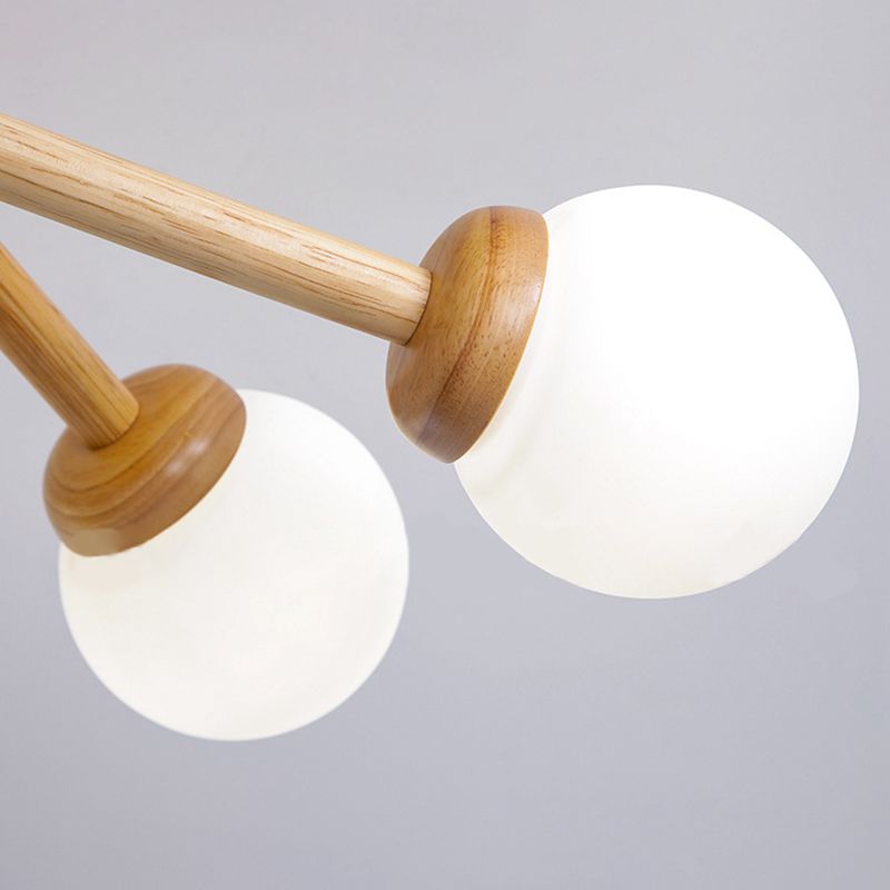 Luce a sospensione Sputnik Color Sputnik in moderna luce del soffitto in legno in stile creativo con tonalità di vetro opale