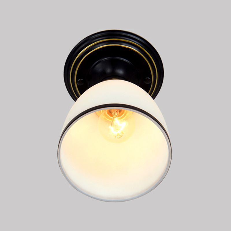 Conical Semi Flush Ceiling Light Traditional Glass Aisle Ceiling Fixture