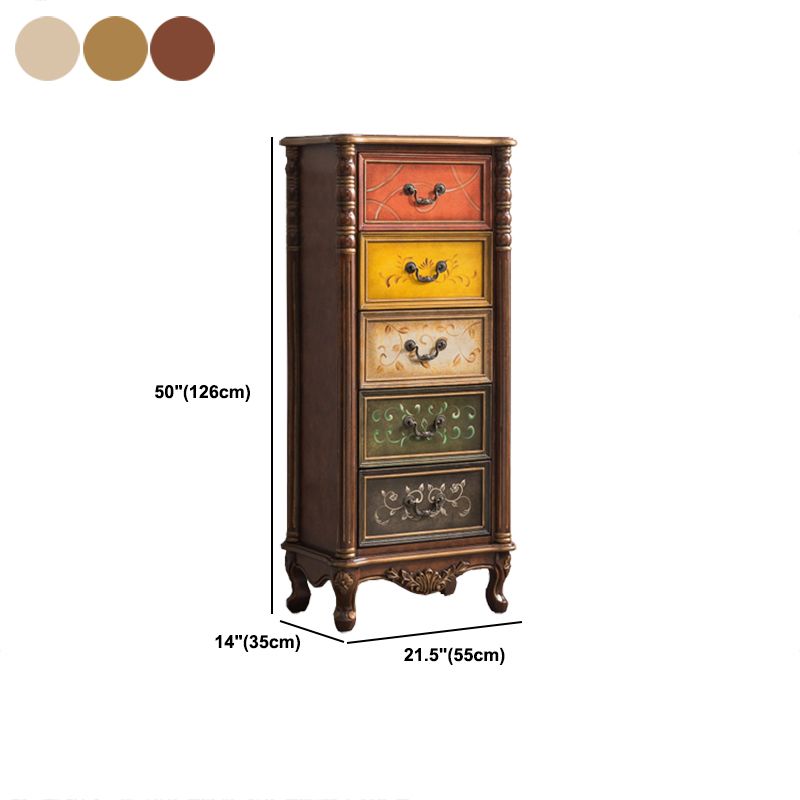 Rustic Wood Chest Vertical Chest with 3/4/5 Drawers for Bedroom