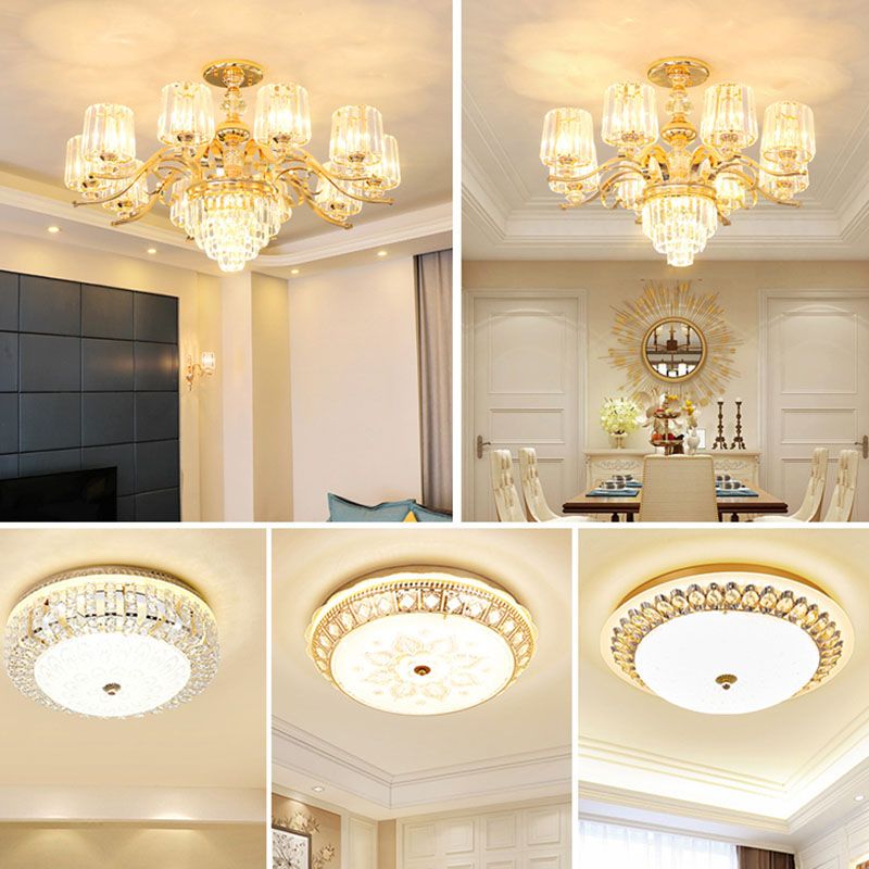 Lampada lampada a cilindri in cristallo trasparente Modernità Apparecchio di illuminazione a sospensione in oro